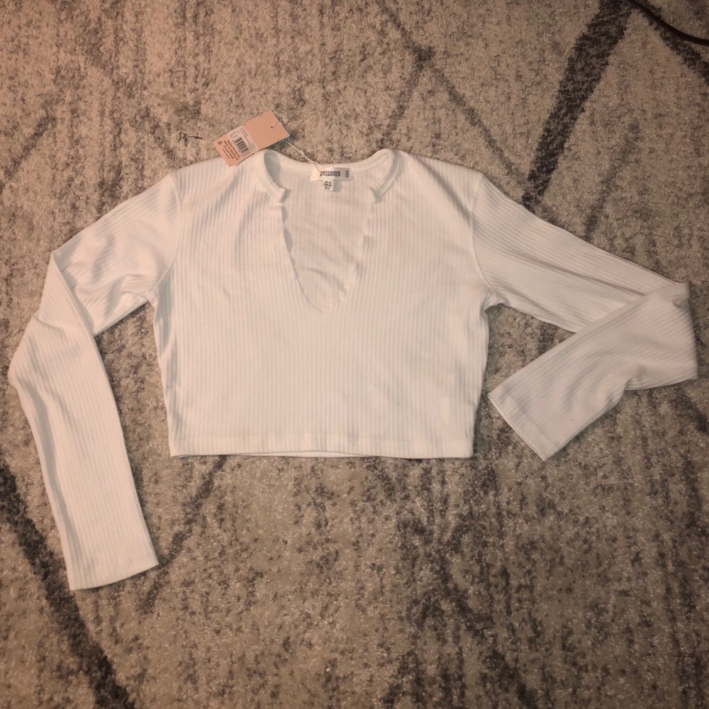 White long sleeve crop top NWT